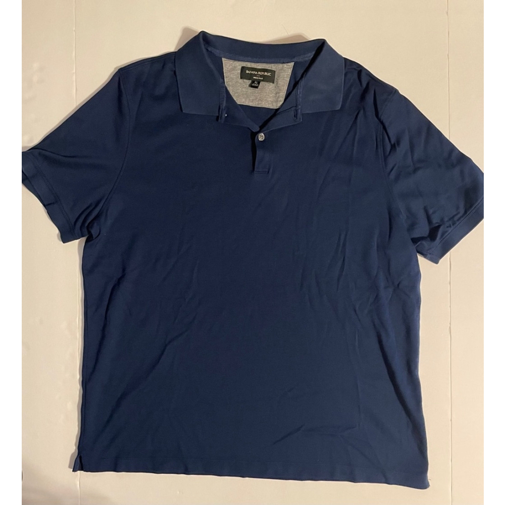 Men's Banana Republic Dress Polo Short Sleeve Shirt XL Navy Blue